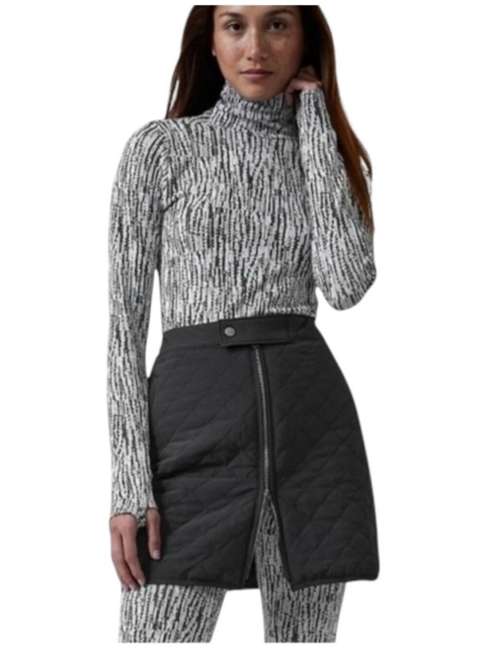 Athleta‎ Apres Ski Skirt Size 12 Black Quilted